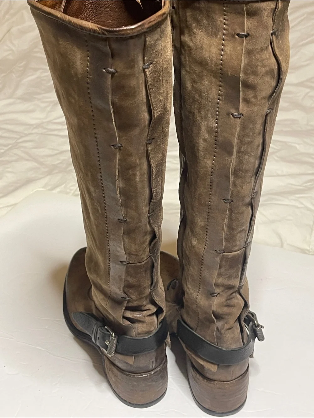 AS98 Brown Knee-High Lace-Up Suede Boots - Women's Size 7